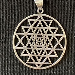 Sacred Geometry Sri Yantra Mandala Pendant Gold (Brass) or Silver