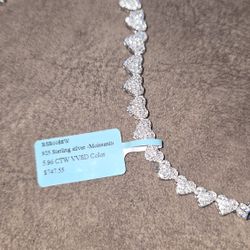 925 sterling silver 7inch moissanite 6ctw heart bracelet passes diamond tester