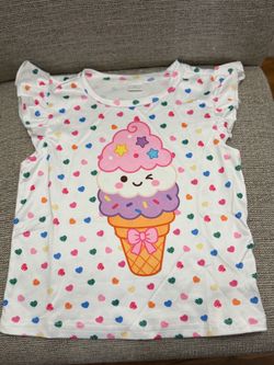 Girls Ice Cream Graphic Flutter Sleeve Top