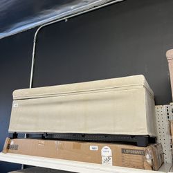 SONGMICS 43" Folding Storage Ottoman Bench Foot Rest with Metal Frame - Cream Whit