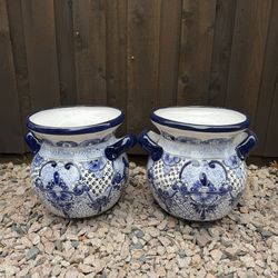 Mexican Talavera Planters, Pottery, Clay Pots.