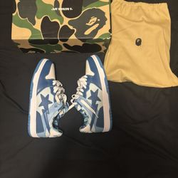 A Bathing Ape Bape SK8 Sta ABC Camo Blue (2022), comes with box and bag.