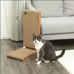L-Shaped Cat Scratcher with Toy