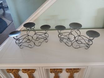 Set of 2 Grey candle holders