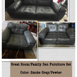 Leather Great Room/Family Den Furniture Set