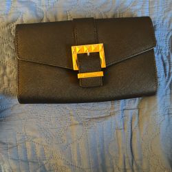 Micheal Kors Penelope Black Saffiano Leather Clutch 