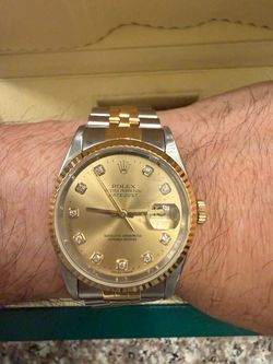 Rolex datejust two tone 18k gold watch