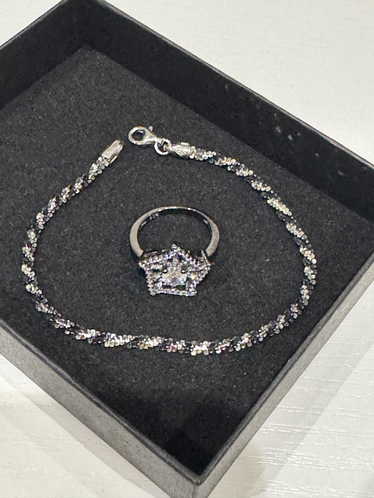 925 sterling silver - Rhodium Bracelet And Ring