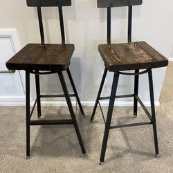 Metal And Wood Swivel Chairs