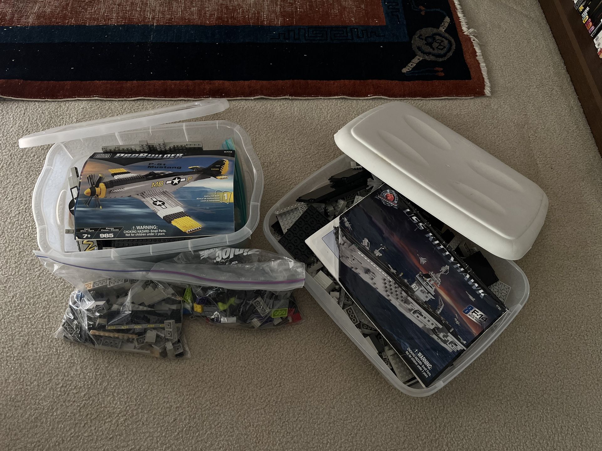 Mega Bloks Lot - P-51 Mustang, USS Kitty Hawk, Battle Ship