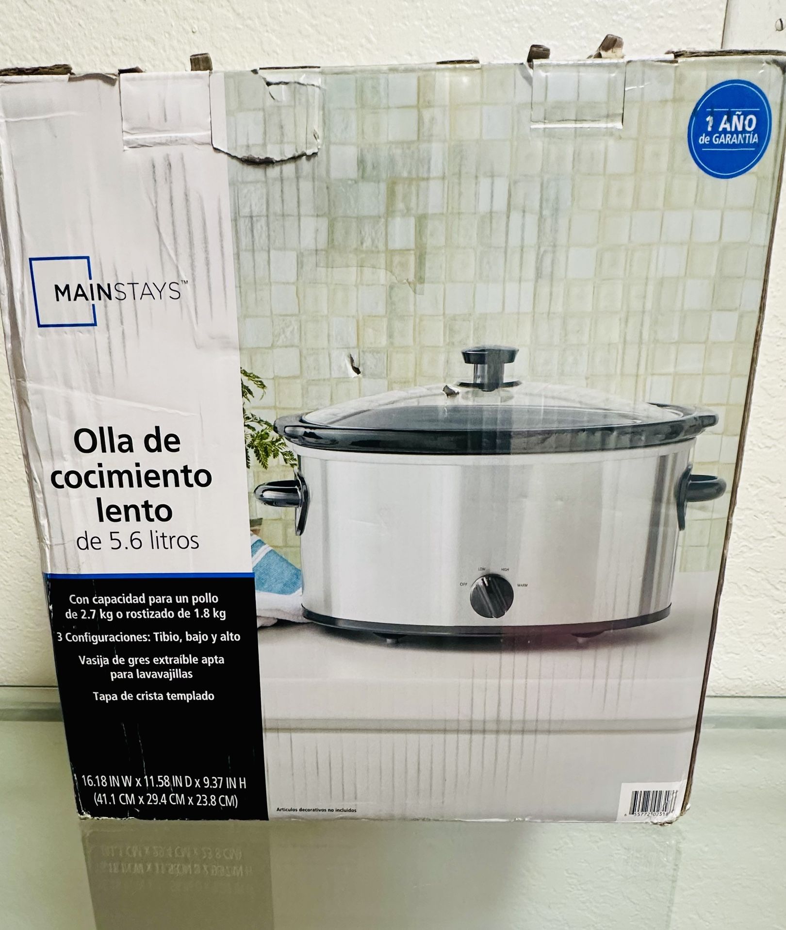 Mainstays 6 Qt Manual Slow Cooker, Stainless Steel