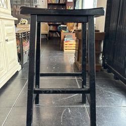 Two Black Wooden Stools 