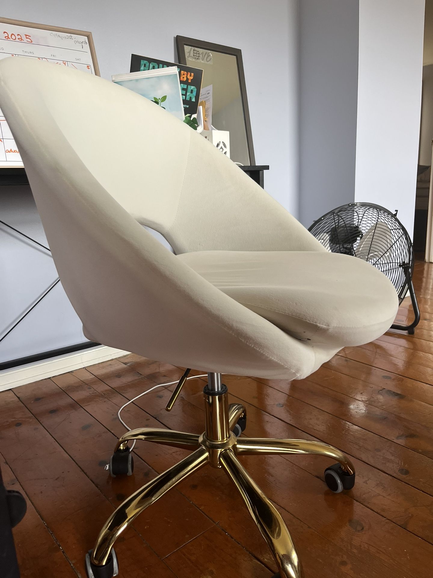 White And Gold Swivel Office Chair