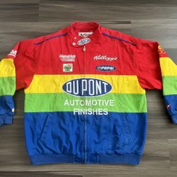 Vintage Chase Authentics NASCAR Racing Jeff Gordon DuPont Rainbow Jacket Sz 2XL