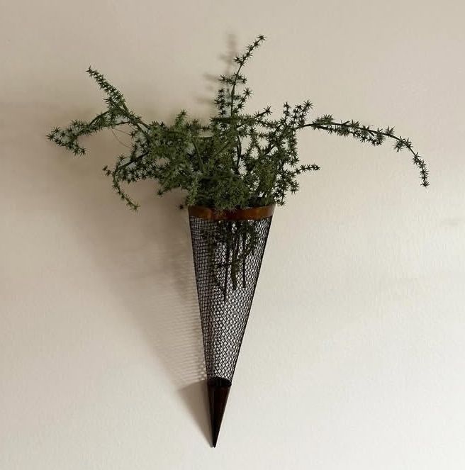 2 Vintage Cone Mesh Baskets/Wall Pockets