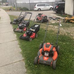 Push Mowers Varies Types And Brands.  Regular Pushers, Self Propelled 