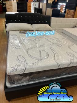 Queen visco blue gel mattress and Boxspring bed set Colchon y tambor