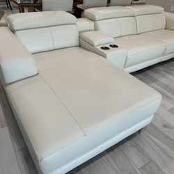 Modani Leather Off White Couch
