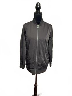 Bernardo Black Full Zip Bomber Jacket Utility Sleeve Pocket mens Size S