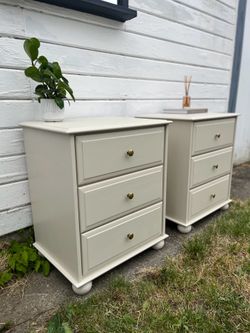 Beautifully Refinished 3 Drawer Large Nightstand Set