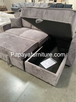 New 89” Sectional Sofa Bed, Sleeper Sofa, Reversible Chaise Sectional Couch, Sofa, Couch, Grey Couch, Gray Sectional, Sleeper Sofa,Pull-out Sofabed . 