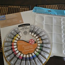 Acrylic Paint Set complete With Tray And Canvas