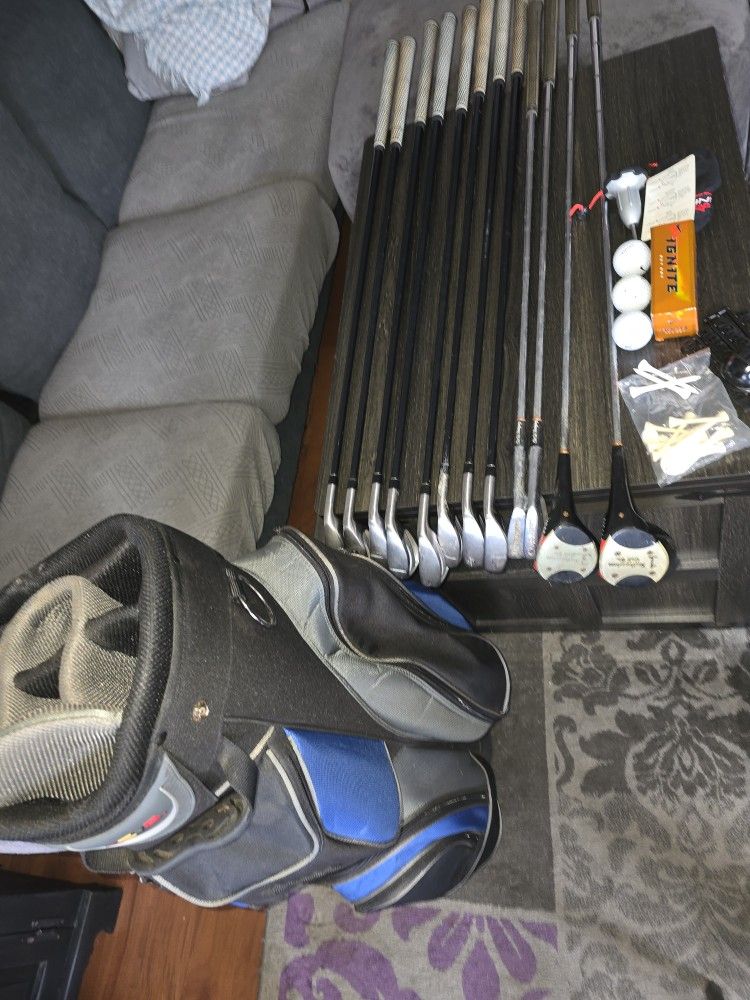 4 Northeastern Golf Co Clubs, 7 Power Bridge V Series, Ignite Gold Balls, Zevo Bag 