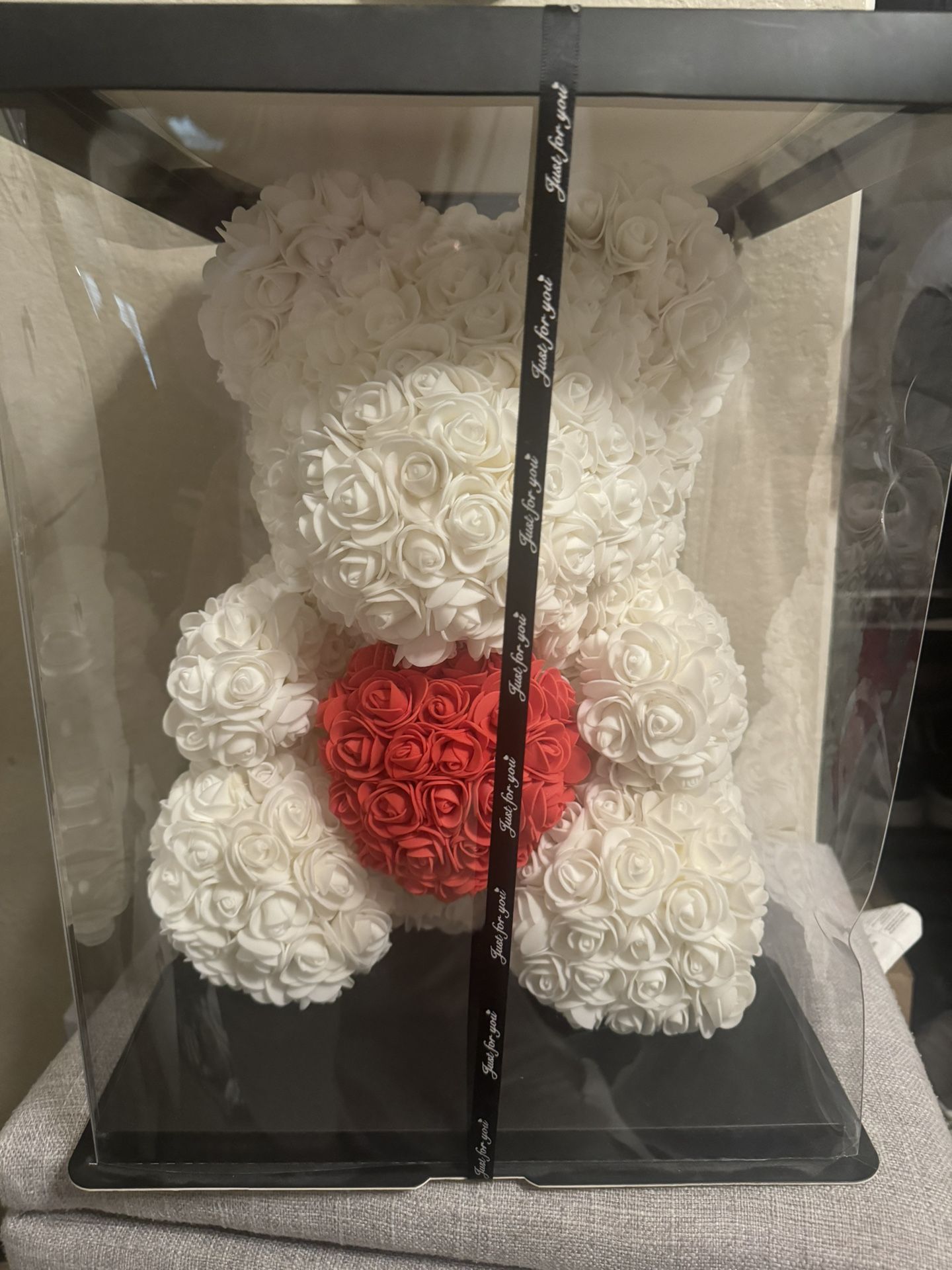 Faux Flower Teddy Bear