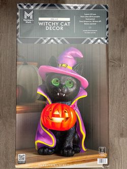 Member’s Mark Halloween Witch Cat Decor Pre-Lit 18.5 inches