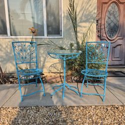 Bistro Table And Chairs Turquoise Set Of 3