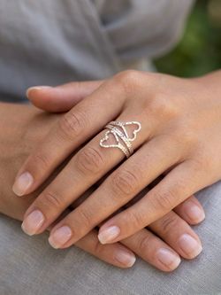 Anillo de Plata 925 de Corazones Entrelazados - Talla 9/925 Silver Ring with Intertaced Hearts