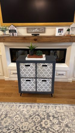 Mid Century Modern Style Storage Cubby with (4) Cube Organizers