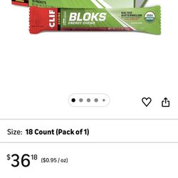 CLIF BLOKS - Salted Watermelon Flavor with 2X Sodium - Energy Chews - Non-GMO - Plant Based  18ct