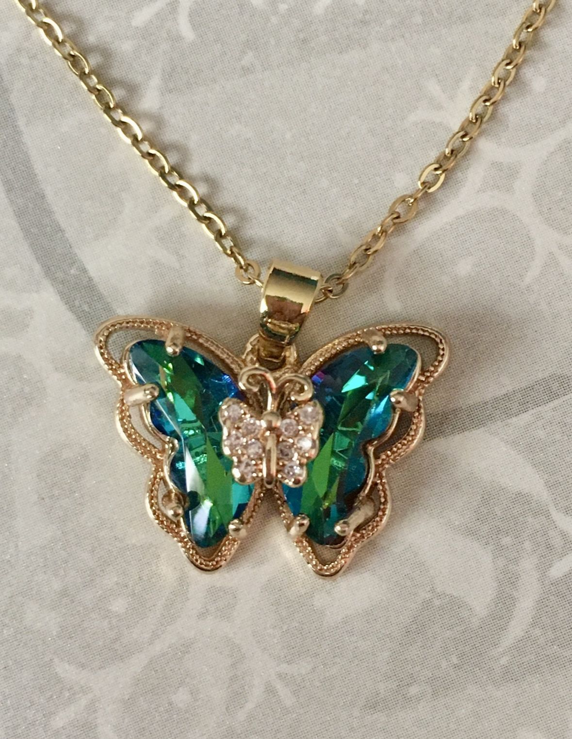 Green Butterfly Necklace 