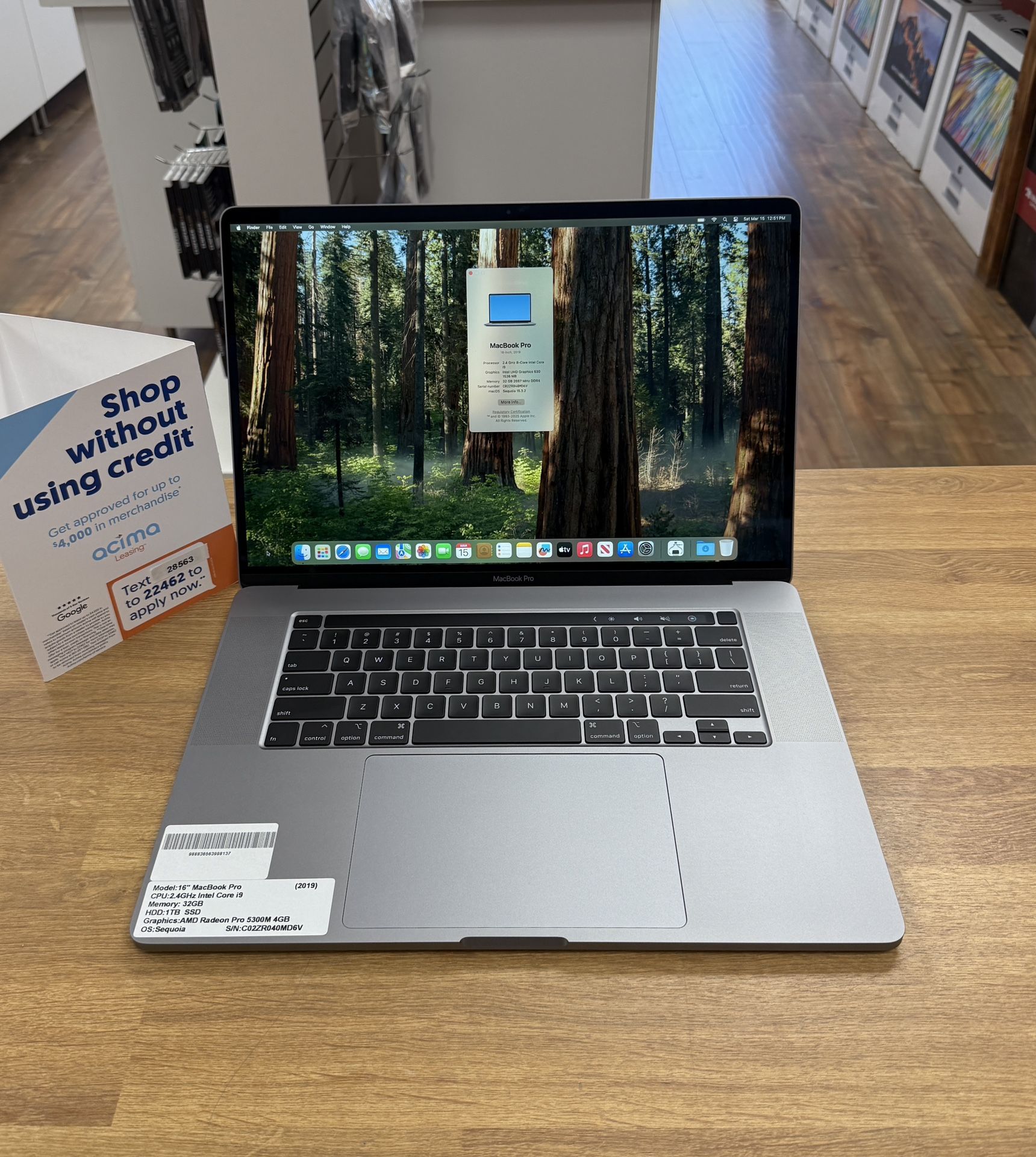 16 MacBook Pro Touchbar 32GB RAM*1TB Intel Core i9