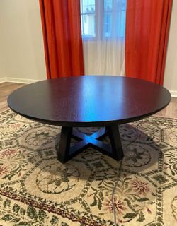 Black solid wood circular coffee table