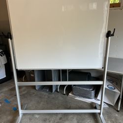 Large Rolling Double-Sided Whiteboard – Heavy-Duty & Reversible