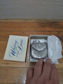 Vintage Whiting And Davis Silver Metal Mesh Evening Pouch In Its Original Box