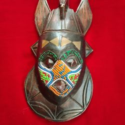 Vintage Ashanti Or Bakota tribal Wooden Mask From Ghana, Africa 