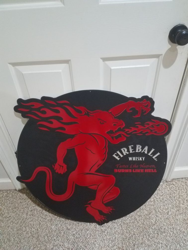 Fireball whiskey metal bar sign!