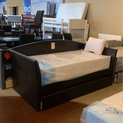 Espresso Twin Trundle Bed Frame 