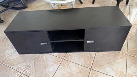Black TV Stand with Cabinet Doors