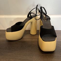 SAM EDELMAN Grayson Platform Leather Heels, Black, Size 7.5, NWOB