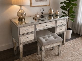 Glam Vanity Table/Makeup Desk/ Console + Stool