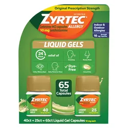 Zyrtec 24 Hour Allergy Relief 65 Liquid Gels