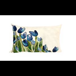 Liora Manne Visions III Allover Tulips Indoor/Outdoor Pillow Blue 12"X20"