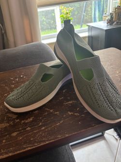 Green Knit Slip-On Sneakers
