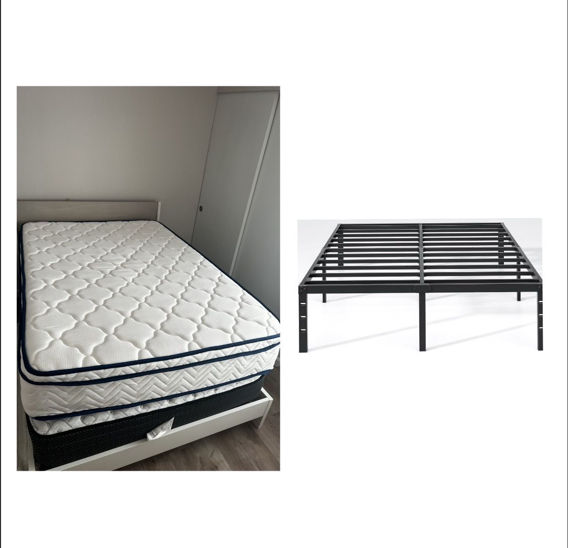 Metal base with mattress