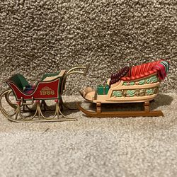 Hallmark set of 2 sleighs Christmas ornament 1986 & 1988