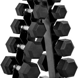 150 LB Coated Hex Dumbbell Weight Set 